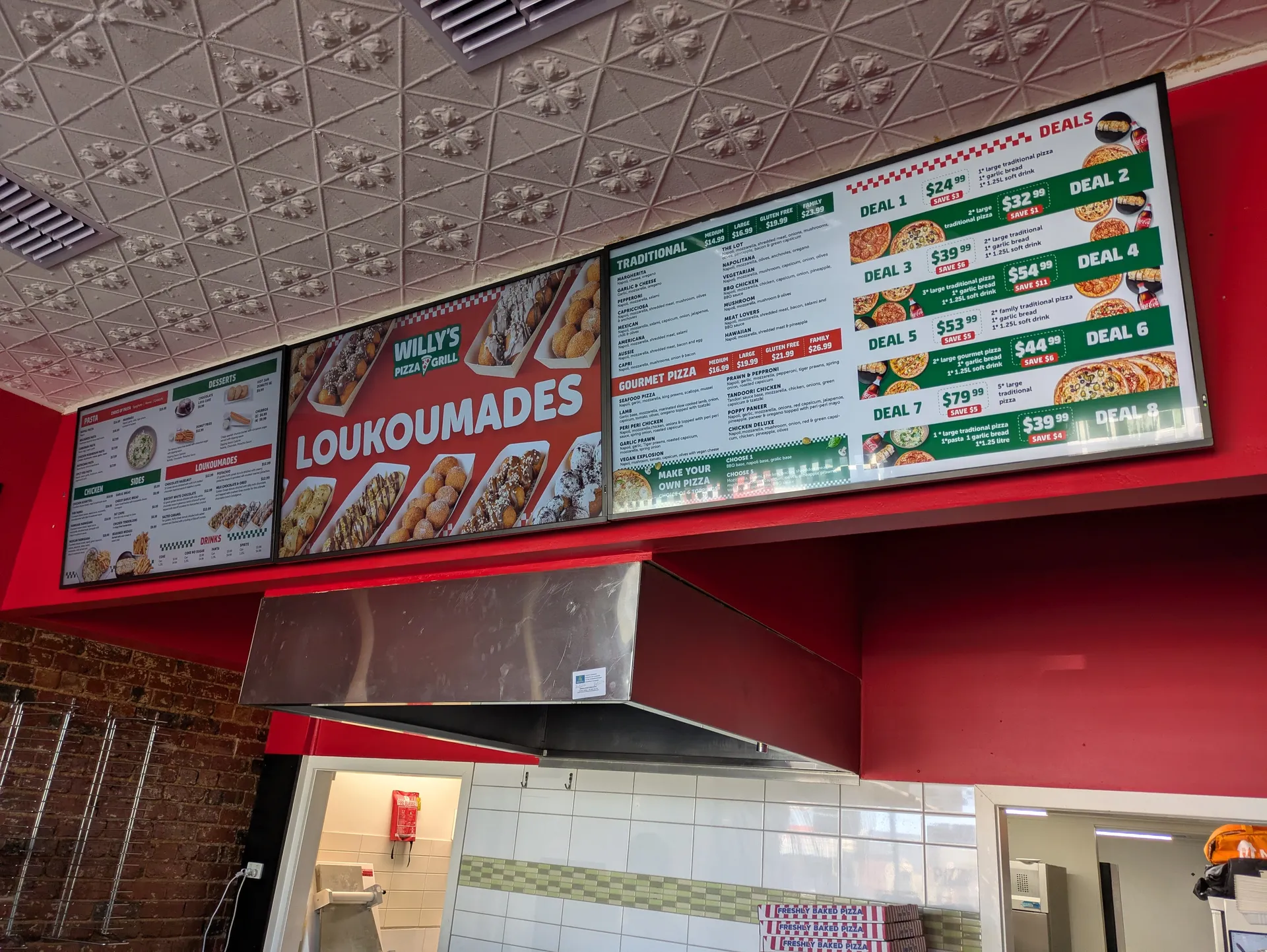 Willy's Pizza & Grill Yarraville Illuminated Menu Boards