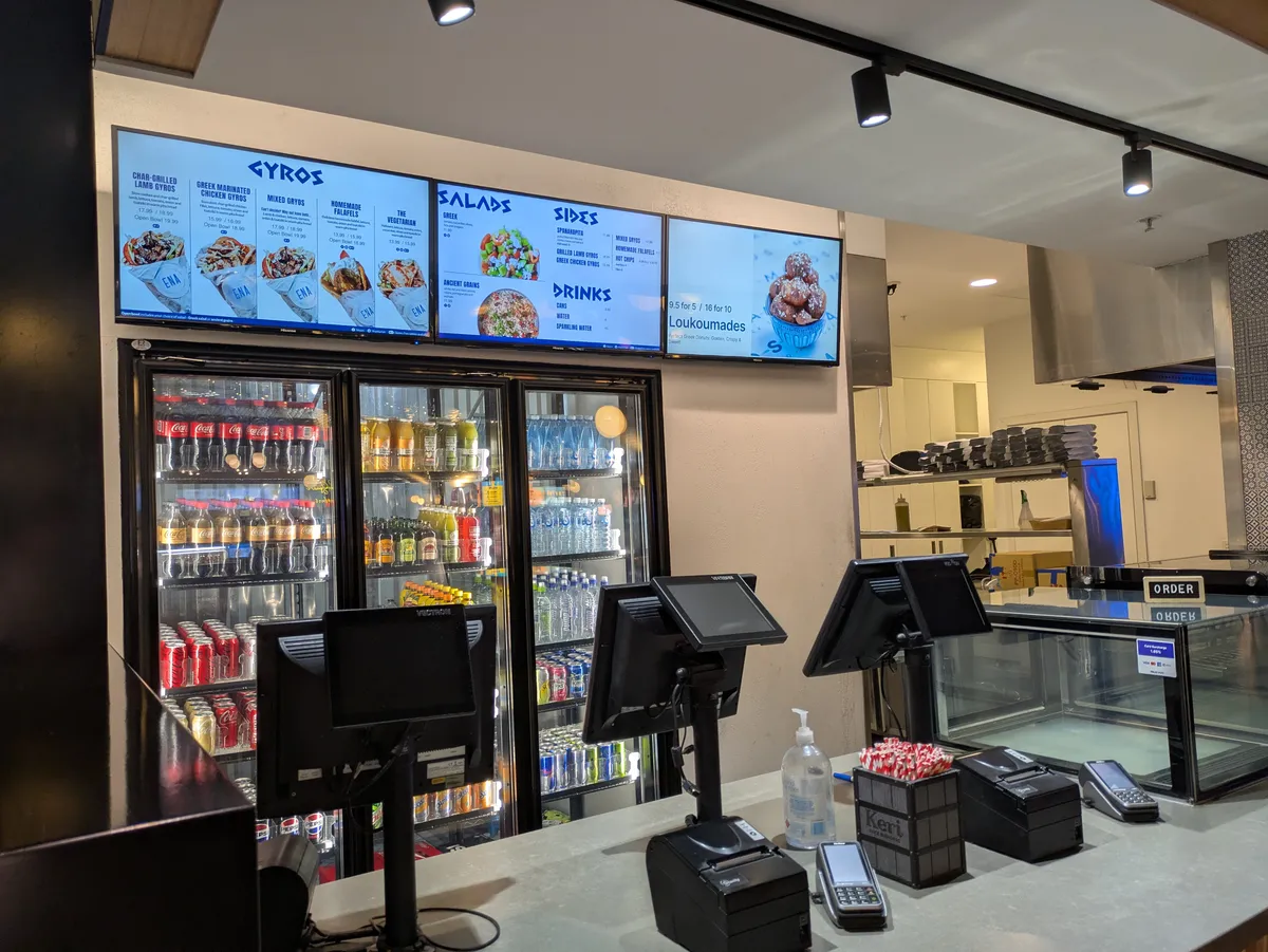 Ena Greek Street Food Collins Square Melbourne Digital Menuboard