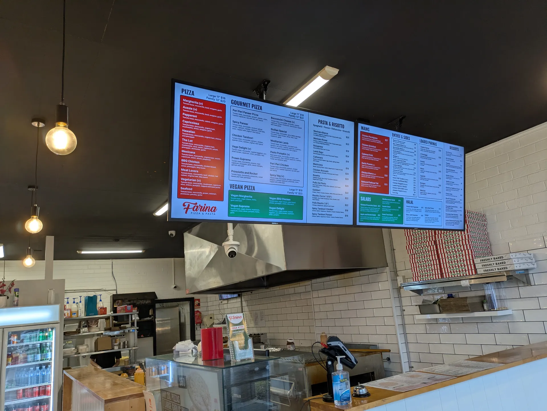 Farina Pizza & Pasta Digital Menu Boards Gourmet Pizza Pasta Display Melbourne